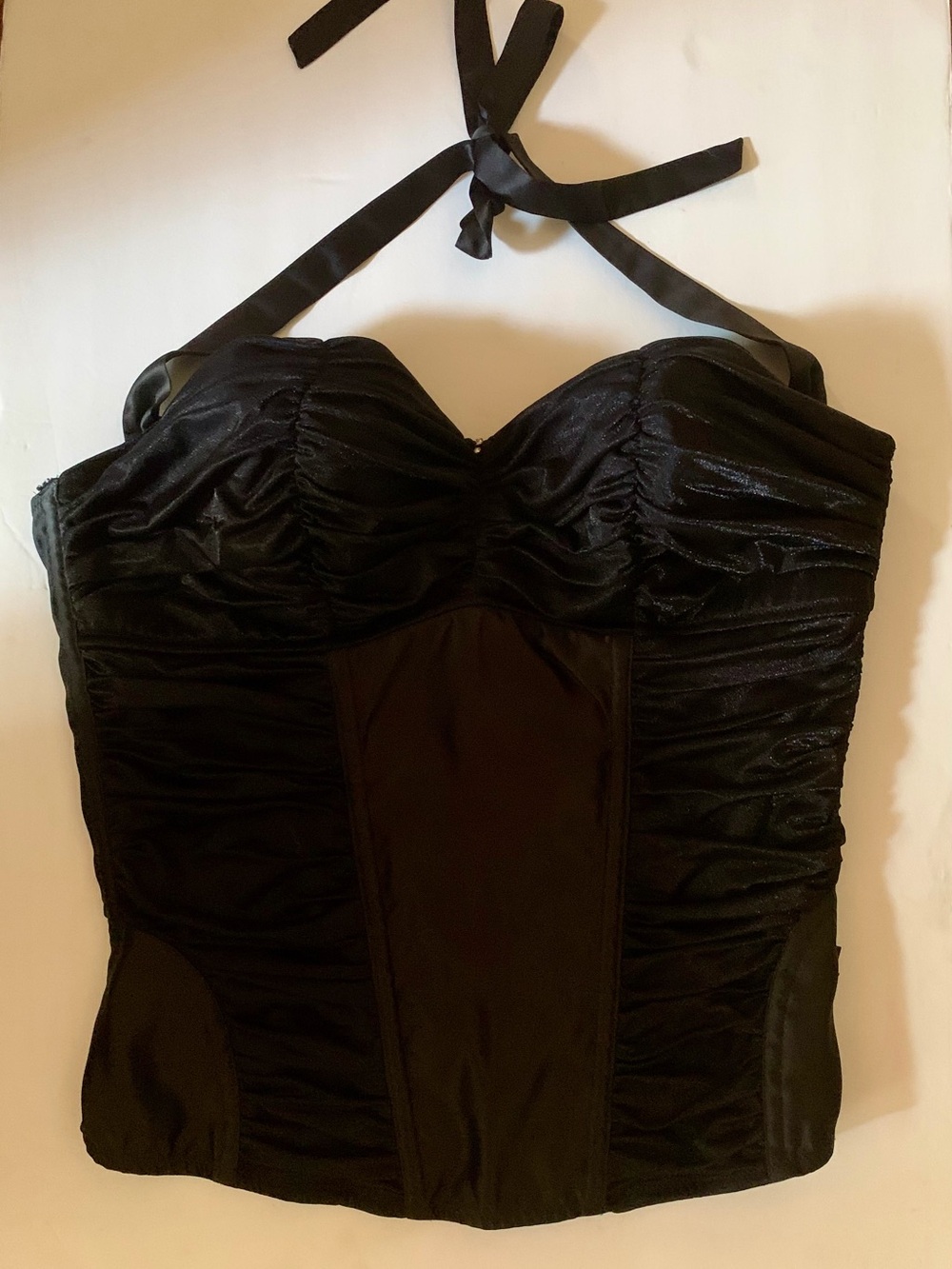 Frederick's of Hollywood Black Strapless Ruched Bustier Top
